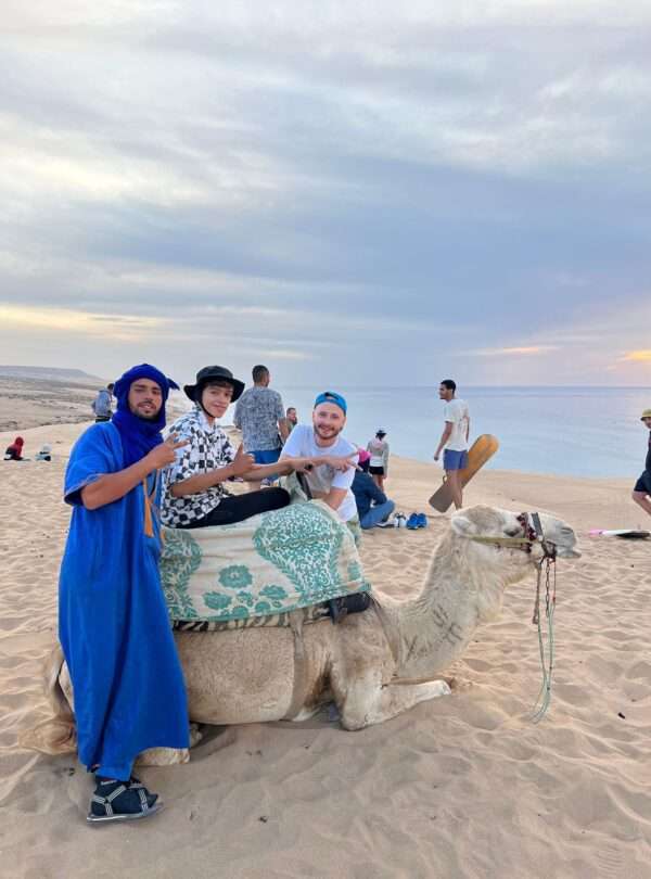 sand boarding with camel
