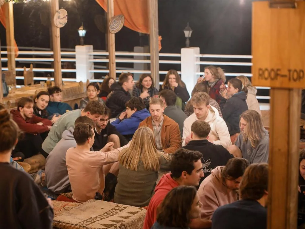Shared meals and social life at a surf camp in Taghazout