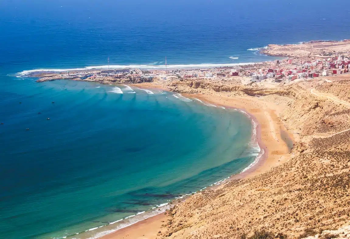Imsouane surf - longest wave in Africa Imsouane surf Morocco - surfers riding Africa's longest wave at Imsouane Bay from Taghazout surf camp